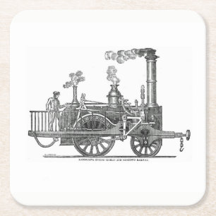 Frühe Dampflokomotive Rechteckiger Pappuntersetzer