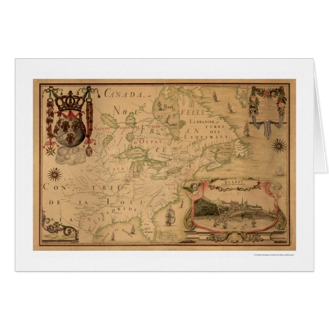 Frühe Karte 1688 Quebecs Kanada (Vorderseite (Horizontal))