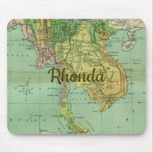 Frühe Karte von Thailand Siam Mousepad