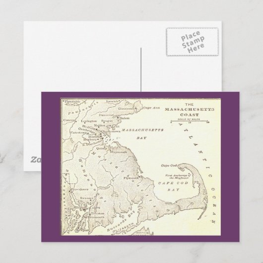 Frühe Massachusetts Postkarte (Vorne/Hinten)