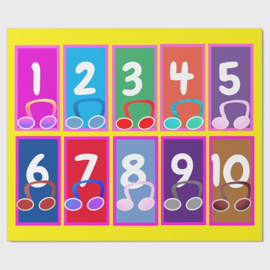 Frühe Mathematiknummern 1 bis 10 Umschlagpapier Geschenkpapier (Flach)