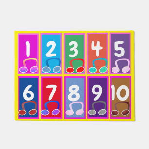 Frühe Mathematikzahlen 1 bis 10 Door Mat Fußmatte