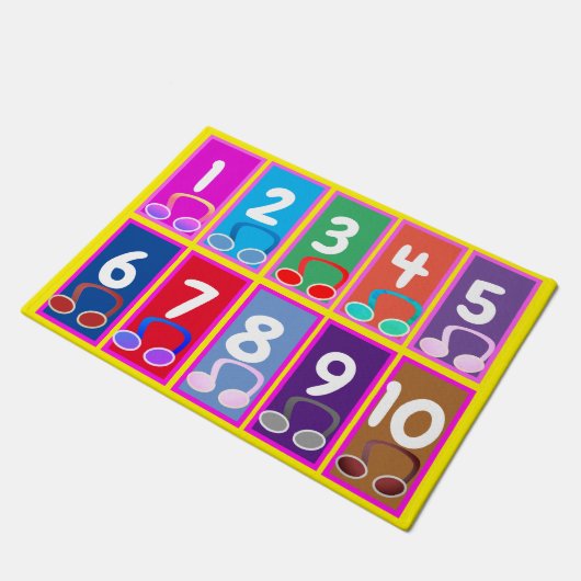 Frühe Mathematikzahlen 1 bis 10 Door Mat Fußmatte (Schrägansicht)