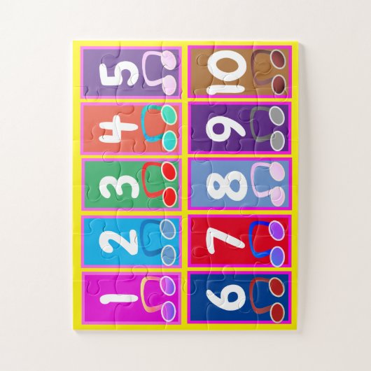 Frühe Mathematikzahlen 1 bis 10 Puzzle (Vertikal)