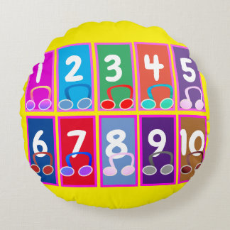 Frühe Mathematikzahlen 1 bis 10 runde Schläge Rundes Kissen