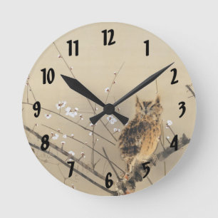 Frühe Pflaumenblüten von Nishimura Goun, Vintage E Runde Wanduhr