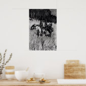 Frühe Pioniere auf der blauen Brücke Poster (Küche)