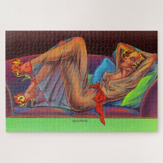 frühe Vierzigerjahre schönes Pin-up-Girl Puzzle (Horizontal)