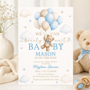 frühe Wait Baby Shower   Teddybär-Baby  Einladung