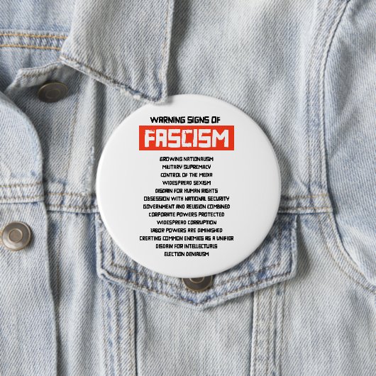 Frühe Warnsignale des Faschismus Button (Beispiel)