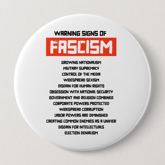 Frühe Warnsignale des Faschismus Button (Vorderseite)
