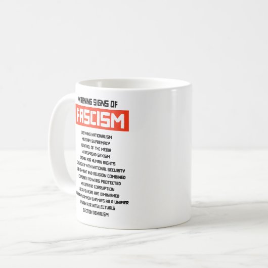 Frühe Warnsignale des Faschismus Kaffeetasse (Vorderseite Links)