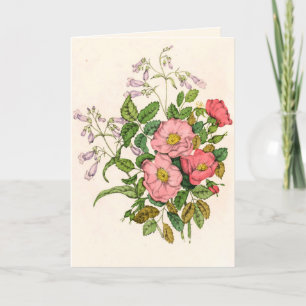 Frühe Wilde Rose, Pentstèmon Bartzunge (1868) Dankeskarte