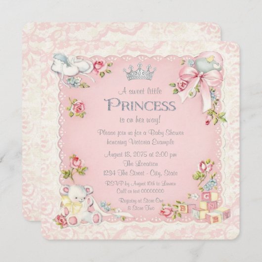 Früher einmal Princess Baby Dusche Einladung (Vorne/Hinten)