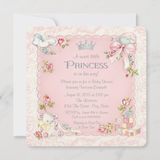 Früher einmal Princess Baby Dusche Einladung (Vorderseite)