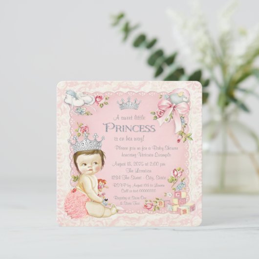 Früher einmal Princess Baby Dusche Einladung (Stehend Vorderseite)
