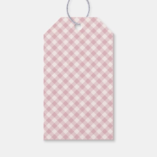 Früher Herbst-Retro-Gingham | Gedämpfte Rose Geschenkanhänger (Vorderseite)