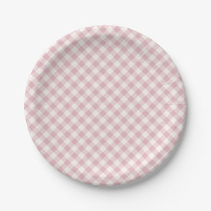 Früher Herbst-Retro-Gingham Gedämpfte Rose Pappteller