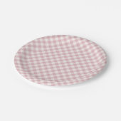 Früher Herbst-Retro-Gingham | Gedämpfte Rose Pappteller (Schrägansicht)