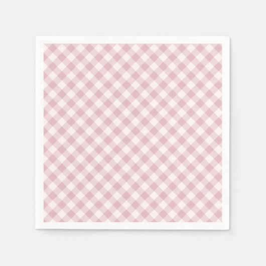 Früher Herbst-Retro-Gingham | Gedämpfte Rose Serviette (Vorderseite)