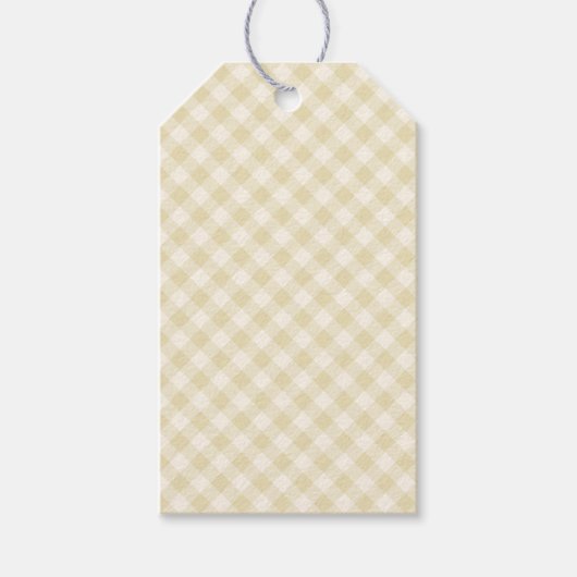 Früher Herbst-Retro-Gingham | Goldenes Weizen Geschenkanhänger (Vorderseite)