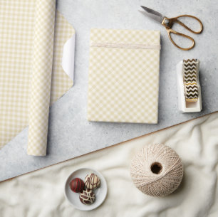 Früher Herbst-Retro-Gingham Goldenes Weizen Geschenkpapier