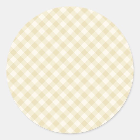 Früher Herbst-Retro-Gingham | Goldenes Weizen Runder Aufkleber (Vorderseite)