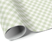 Früher Herbst-Retro-Gingham | Sanftes Oliv Geschenkpapier (Rolleneckpunkt)