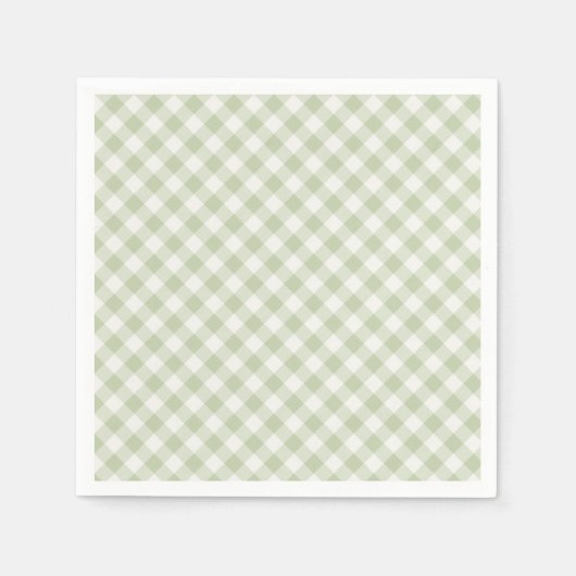 Früher Herbst-Retro-Gingham | Sanftes Oliv Serviette (Vorderseite)