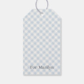 Früher Herbst-Retro-Gingham | Staubblau Geschenkanhänger (Rückseite)