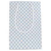 Früher Herbst-Retro-Gingham | Staubblau Mittlere Geschenktüte (Vorderseite)
