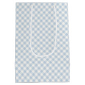 Früher Herbst-Retro-Gingham | Staubblau Mittlere Geschenktüte (Rückseite)