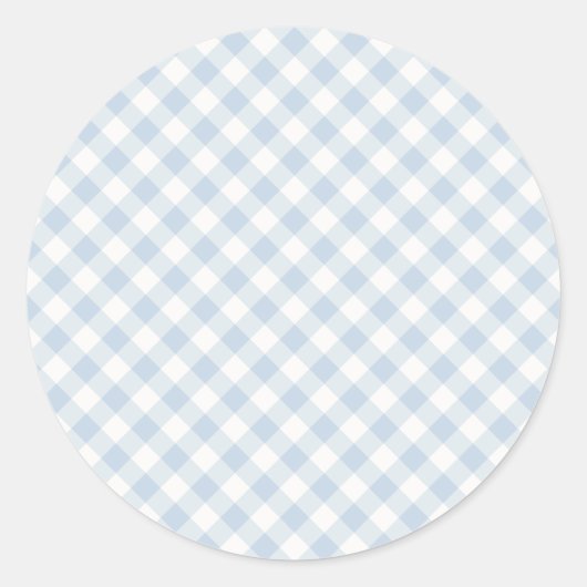 Früher Herbst-Retro-Gingham | Staubblau Runder Aufkleber (Vorderseite)