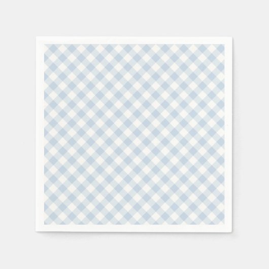 Früher Herbst-Retro-Gingham | Staubblau Serviette (Vorderseite)