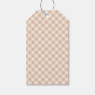 Früher Herbst-Retro-Gingham Warmes Aprikot Geschenkanhänger