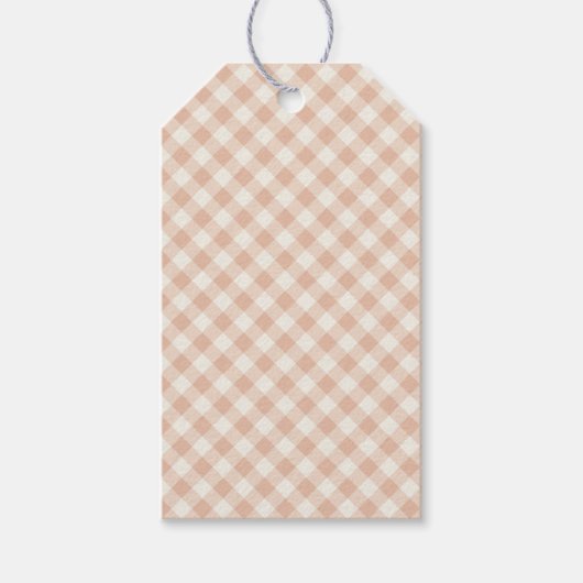 Früher Herbst-Retro-Gingham | Warmes Aprikot Geschenkanhänger (Vorderseite)