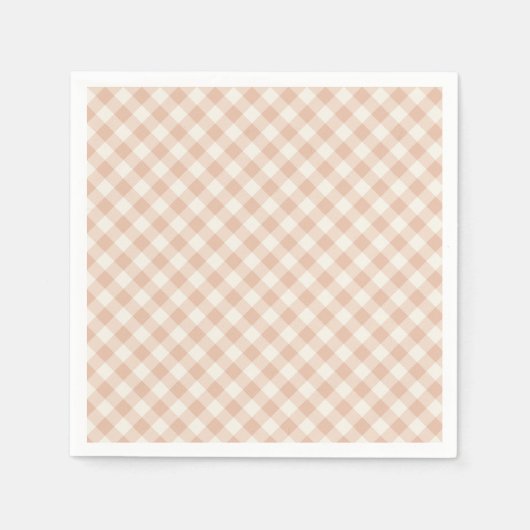 Früher Herbst-Retro-Gingham | Warmes Aprikot Serviette (Vorderseite)