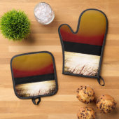 Früher Lake Sunset Ofenhandschuh & Topflappen-Set (Oben Unten)