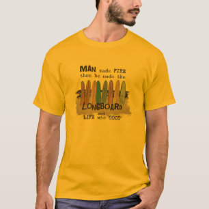 Früher Mann Surft mit Humor auf Longboards T-Shirt