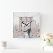 Früher MorgenStroll - New York Quadratische Wanduhr (Zuhause)