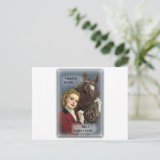 Früher reich, ein Pferd gekauft Postkarte (Stehend Vorderseite)