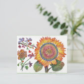 Früher Tag Sonnenblumen zeichnend Postkarte (Stehend Vorderseite)