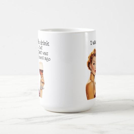 Früher trinke ich sarkastische Hausfrau-Retro Kaffeetasse (Mittel)