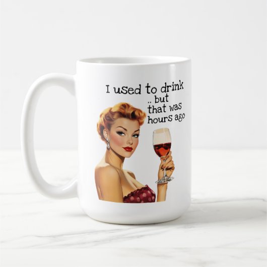 Früher trinke ich sarkastische Hausfrau-Retro Kaffeetasse (Links)