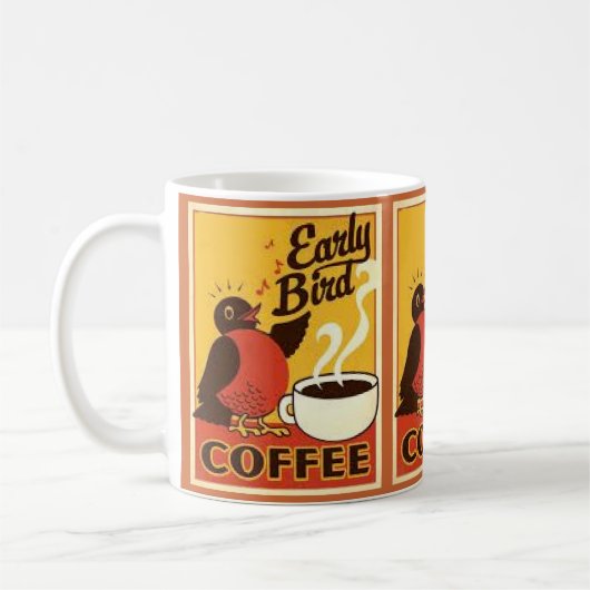 FRÜHER VOGEL, LUSTIGE KAFFEE-TASSE KAFFEETASSE (Links)
