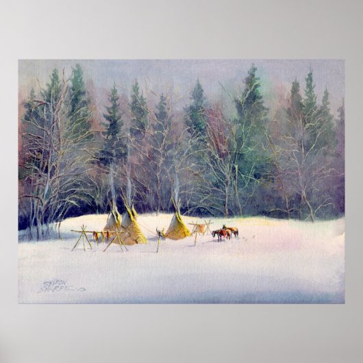 FRÜHER WINTER TIPI CAMP by SHARON SHARPE Poster (Vorne)