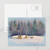 FRÜHER WINTER TIPI CAMP & SNOWFLAKES POSTKARTE (Vorne/Hinten)