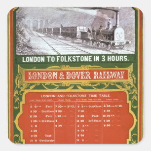 Früher Zeitplan für das London zu Dover-Eisenbah Quadratischer Aufkleber