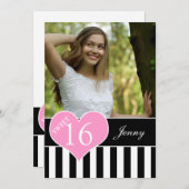 FRÜHES 16 . GEBURTSTAG-FOTO EINLADUNG (Vorne/Hinten)