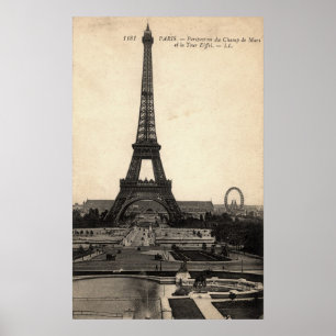 Frühes 1900's Vintages Eiffel Turm-Plakat Poster
